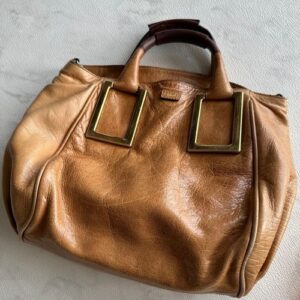 Chloe handbag leather brown shoulder bag women handle bag Authentic