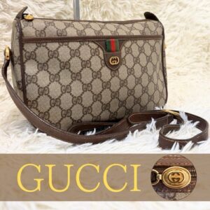 Gucci Shelley Line GG Canvas Leather Shoulder Bag PVC