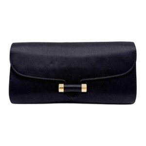 SAINT LAURENT Black Satin Clutch Bag