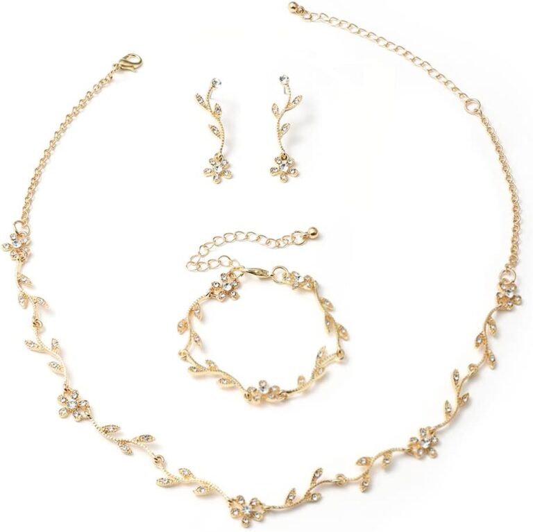Hapibuy Crystal Necklace Earrings Bracelet Bridal Wedding Jewelry Set Rhinestone Choker Necklace For Brides Bridesmaid