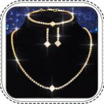 Aukmla Rhinestones Bridal Wedding Jewelry Sets Sparkly Necklace Earrings Bracelet Set Prom Formal Jewelry for Brides and Women