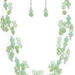 Multi Layer Glass Beaded Chunky Neckalce Set with Earrings Natural Stone Statement Neckalce Fashion Jewelry Sets for Women, Glass, No Gemstone