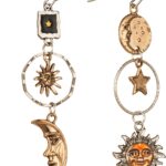Vintage Sun Moon Star Dangle Earrings for Women, Greek Mythology Asymmetric Drop Earrings