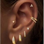 Turandoss 7 Pairs Gold Hoop Earrings for Women, 14K Gold Plated Hypoallergenic Small Huggie Hoops Earrings CZ Stud Earrings Stack, Cartilage Piercing Jewelry for Multiple Piercings