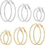 Hoop Earrings for Women Girls, Stainless Steel Hypoallergenic Geometric Hoops Women’s Earrings Loop Earrings Set