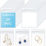 HOMEHIVE 20PCS Clear Travel Jewelry Bags, Portable Anti Tarnish Jewelry Storage Pouch Bags with Zipper Closure, 20 Bags