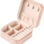 Portable Travel Mini Jewelry Box Leather Jewellery Ring Organizer Case Storage Gift Box Girls Women (pink).