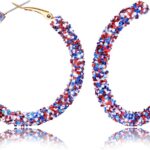 Glittering 4th of July Earrings American Patriotic Hoop Earrings for Women Girls Independence Day Circle Hoop Earrings Jewelry Holiday Gifts