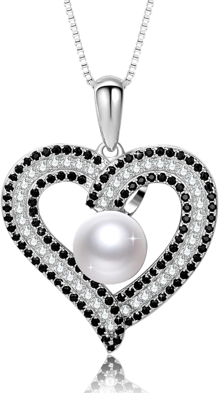 NONNYL Wife Jewelry 925 Sterling Silver Plated 18K Gold – Pearl Jewelry Heart Pendant Necklace for Women, Birthday Jewelry for Girlfriend, Valentine’s Day for Wife, Mother’s Day for Mom Grandma, Gifts for Her on Wedding Anniversary Christmas