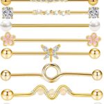 TIANCI FBYJS 14G Stainless Steel Industrial Barbell Earring Cartilage Body Piercing Jewelry 38mm Inch Industrial Piercing Bar for Women Men