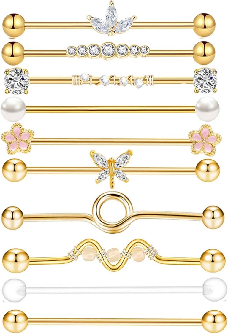 TIANCI FBYJS 14G Stainless Steel Industrial Barbell Earring Cartilage Body Piercing Jewelry 38mm Inch Industrial Piercing Bar for Women Men