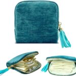 Mini Jewelry Travel Case Organizer,6Layer Travel Jewelry Pouch Box Velvet Portable Soft With Zipper&Tassel,Anti-Scratch Storage Holder For Bangle Bracelets Earrings Necklace,Women Gifts-Peacock Blue