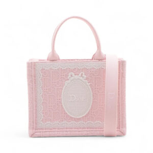 Christian Dior Mini book tote canvas 2 Way Handbag Pink Lucky star