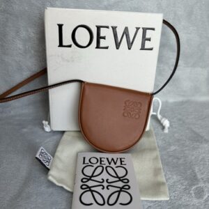 Loewe Heel Mini Bag Pouch Necklace Bag Tan Leather w/ Box Dust Bag & Booklet