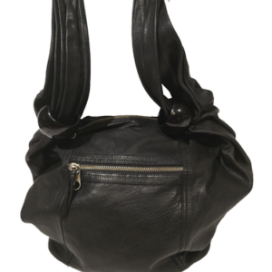 See By Chloe Lambskin Leather Hobo Shoulder Bag Strap Ring Accent Black Large