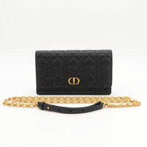 DIOR Lady Dior Milly Mini Black Cannage Quilted Lambskin Gold Chain Belt Bag