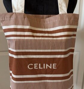 Celine Tote Bag Burnt Orange Striped Novelty Gift Eco bag From Japan Rare GWP