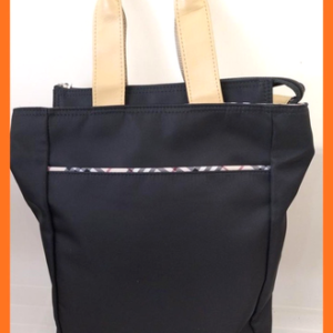 BURBERRY Vintage Canvas Handbag Black Nova Check Purse Authentic From Japan