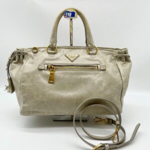 PRADA Handbag Vitello Shine 2way Shoulder Bag Lime green Y2K 25 Authentic