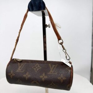 Authentic Louis Vuitton Papillon Bag/Pouch, Monogram Pattern, Brown Leather, Sin