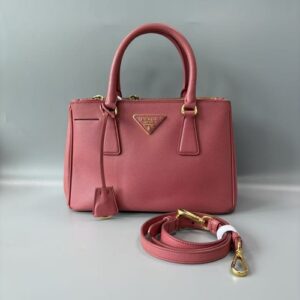 Prada Galleria Small Saffiano Leather Tote Bag Pink with Crossbody Strap