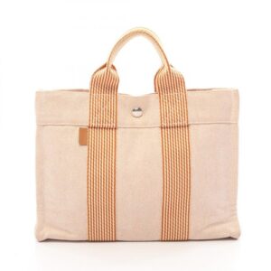 HERMES New Foulonne PM Tote Bag Canvas Women's Orange x Brown