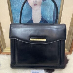 Vintage GIVENCHY Black Leather Top Handle Handbag Made in Italy Classic Purse