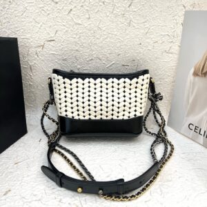 Chanel Gabrielle Small B&W Wool Tweed Calf Leather Crossbody Bag Duty Paid